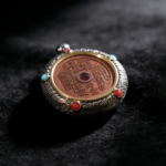 Thunderbolt Jujube Wood Silver Mounted Mountain God Lucky Coin Pendant, Inlaid Crystal Drop, Reverse Nine-Palace Eight-Di Necklace Ornament for Men and Women - Image 3