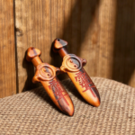 Thunderstruck peach wood purple wisteria name plaque with a small sword engraved on the back, with the Big Dipper painted with cinnar, pendant hanging ornament for personal use - Image 2