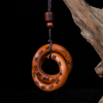 Thunderstruck jujube wood circle of heaven and earth, 2cm pendant, a single piece of Yin and Yang, hand-wo Taoist ritual jewelry necklace. - Image 5