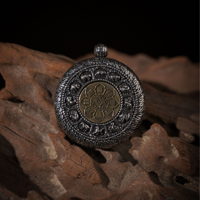 Thunderbolt Jujube Wood Silver Mounted Mountain God Lucky Coin Pendant, Inlaid Crystal Drop, Reverse Nine-Palace Eight-Di Necklace Ornament for Men and Women - Image 6