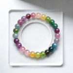 Natural Candy Tourmaline Single Strand Bracelet | Premium Elastic Beaded Jewelry for Women, Couple Matching Bracelet
