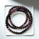 Dark Multi-Color Tourmaline Stretch Bracelet | Black & Deep Purple Schorl Healing Crystal Jewelry for Protection & Grounding