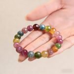 Natural Candy Tourmaline Single Strand Bracelet | Premium Elastic Beaded Jewelry for Women, Couple Matching Bracelet - Image 3