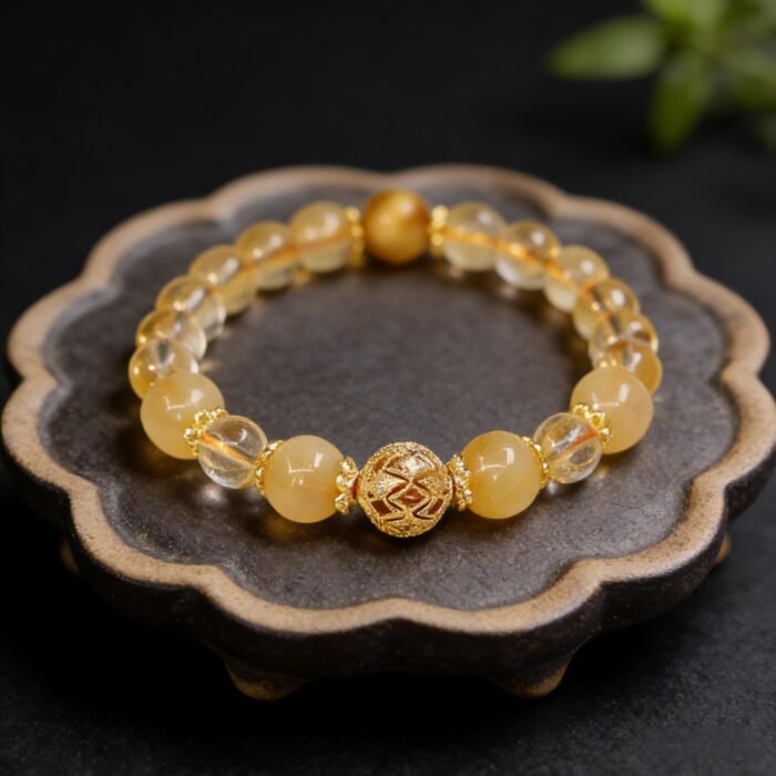 Golden Rutilated Quartz & Yellow Tower Quartz Bracelet | Wealth Boost & Career Advancement Gemstone Jewelry - Image 2
