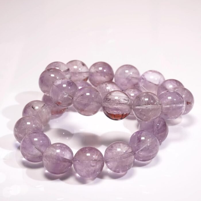 Natural Lavender Rabbit Hair Quartz Beaded Bracelet | Crown Chakra Gem for Gentle Calm & Dreamy Purple Style - Image 7