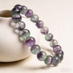 Natural Green-Purple Fluorite Beaded Bracelet | Chakra Balance Gem for Mental Clarity & Mystical Two-Tone Style