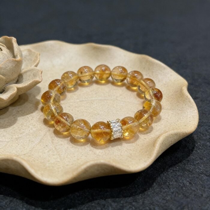 "Violent Wealth" Natural Citrine + Yellow Tower Quartz + Golden Azeztulite Bracelet | Extreme Abundance & Career Boost Gemstone Jewelry - Image 2