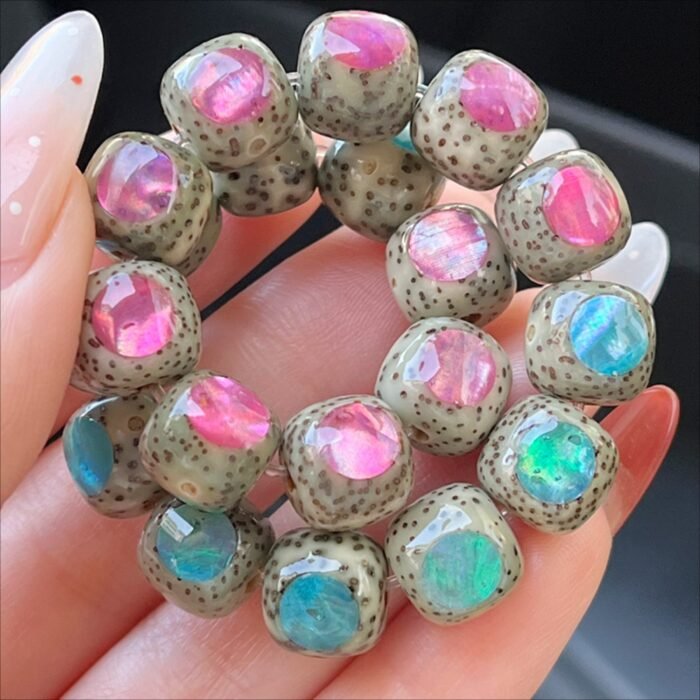 Colorful Abalone Inlaid Moon & Star Bodhi Bracelet | Spiritual Protection & Prosperity Gemstone Jewelry - Image 6