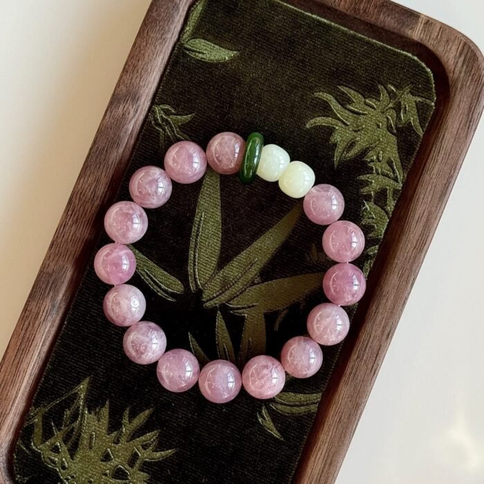 Natural Old Mine Purple Horse Pink Quartz & Hetian Jade Bracelet | Emotional Healing & Protection Gemstone Jewelry - Image 2