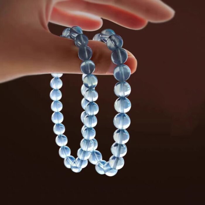 Natural Aquamarine Beaded Bracelet | Throat Chakra Crystal for Calm, Clarity & Sea-Inspired Protection - Image 4