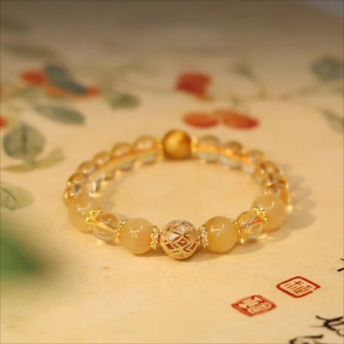 Golden Rutilated Quartz & Yellow Tower Quartz Bracelet | Wealth Boost & Career Advancement Gemstone Jewelry - Image 6
