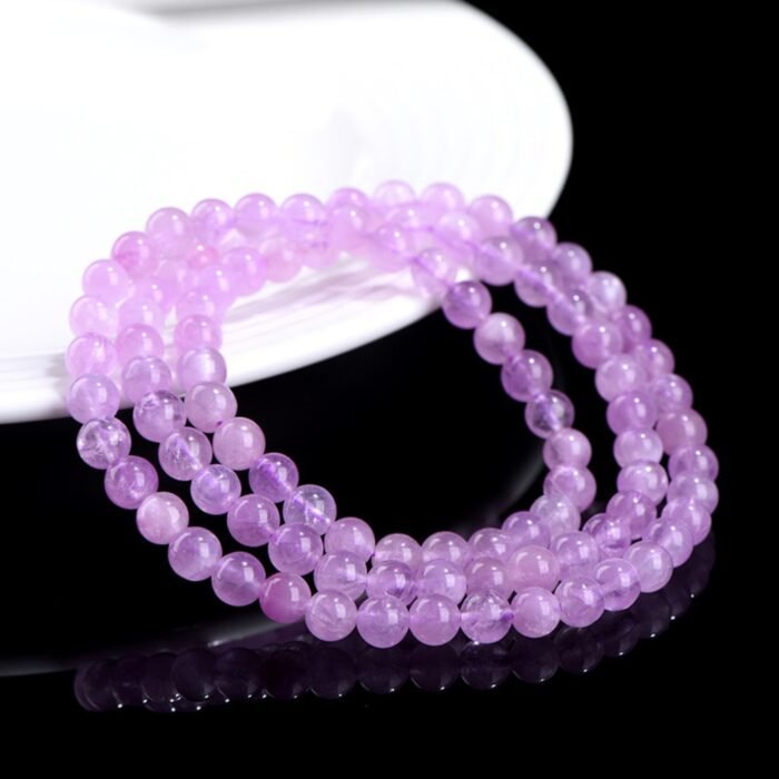 Natural Lavender Kunzite 3-Loop Wrap Bracelet | Heart Chakra Gem for Emotional Healing & Romantic Layered Style - Image 7