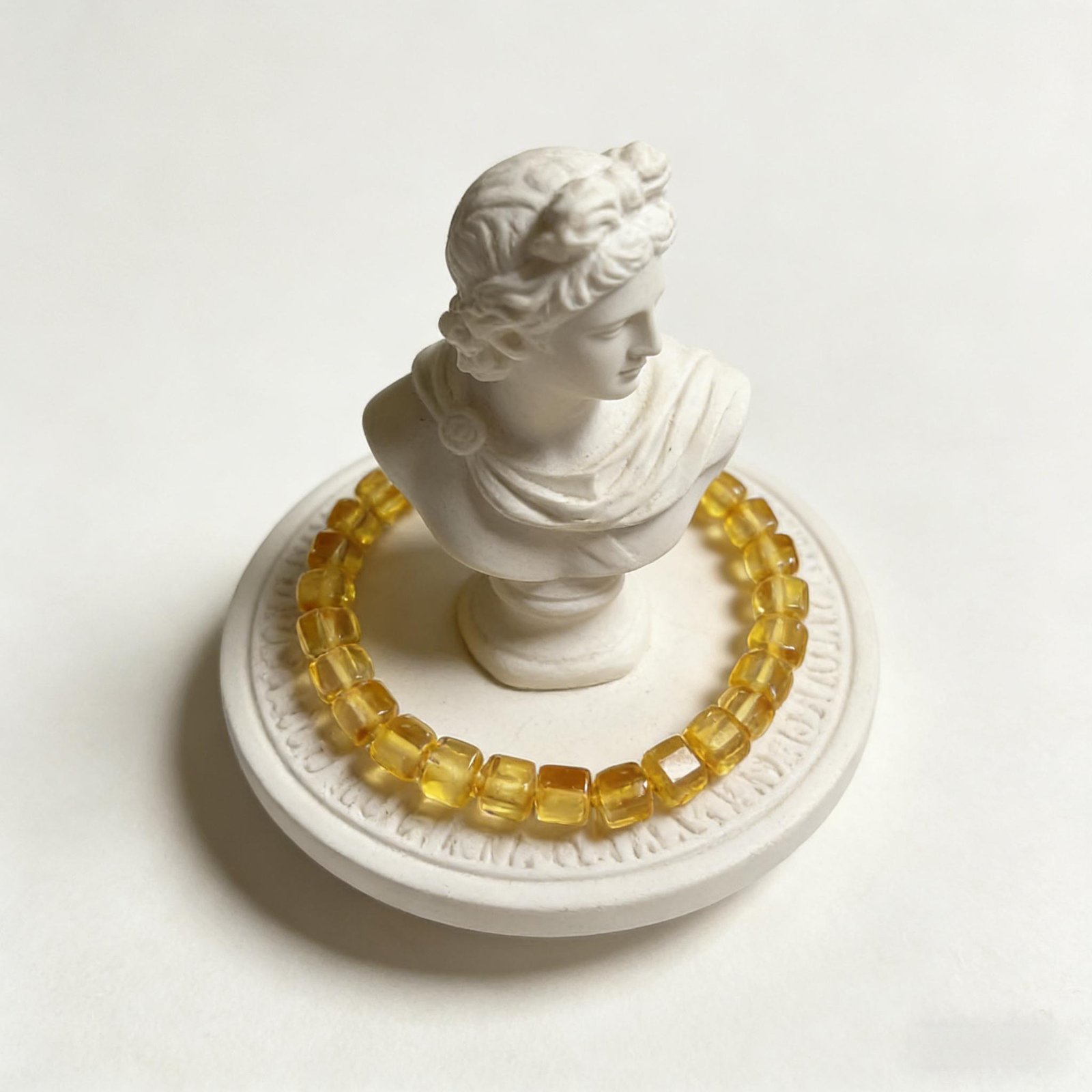 2 Natural Honey Amber "Sugar Cube" Beaded Bracelet | Solar Plexus Gem for Warm Vitality & Timeless Elegance - Image 1