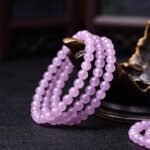 Natural Lavender Kunzite 3-Loop Wrap Bracelet | Heart Chakra Gem for Emotional Healing & Romantic Layered Style - Image 2