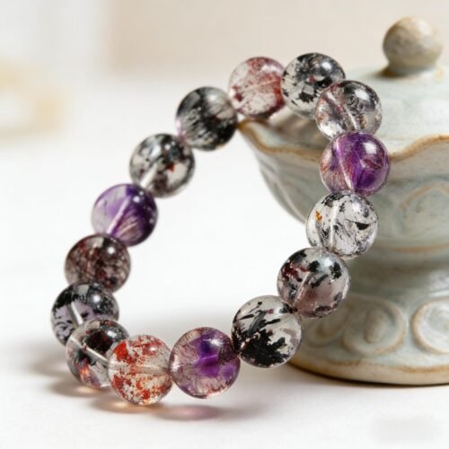 Natural "Spider Lily Super Seven Venom" Crystal Bracelet | Mystical Multi-Hued Gemstone Jewelry for Spiritual Power
