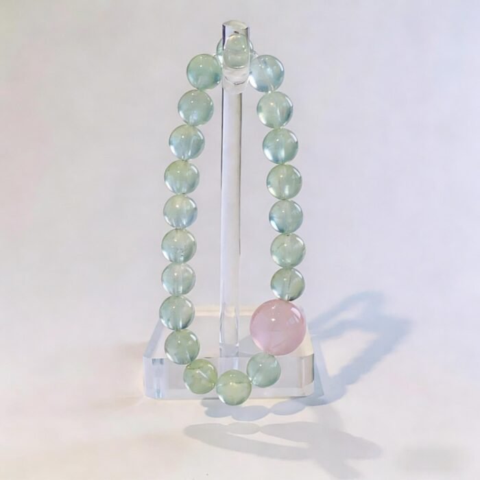 Fresh Green Prehnite & Rose Quartz Bracelet | Heart Chakra Healing & Love Energy Gemstone Jewelry - Image 5
