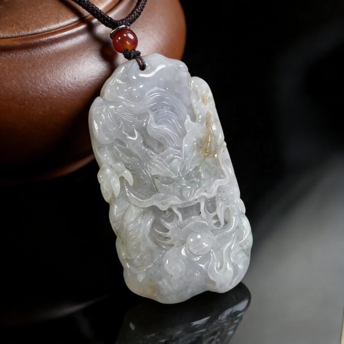 Natural Lavender & Green Jadeite Dragon Pendant | Ancient Chinese Symbol of Protection, Prosperity & Wisdom | Hand-Carved Nephrite Jade Jewelry for Men & Women - Image 3