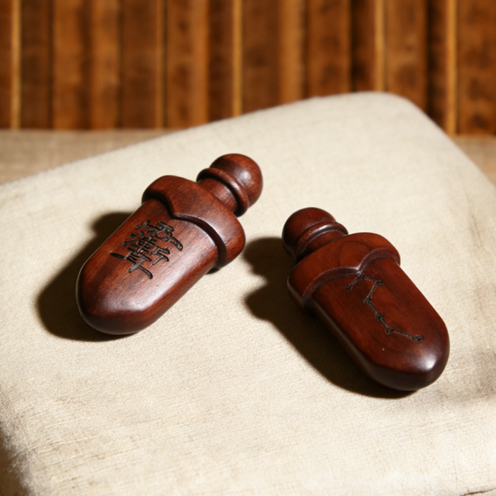 Thunderstruck jujube wood purple wisteria amulet with a small sword pendant, a Taoist ritual tool as a personal accessory old material with a dark color finely carved by hand. - Image 2