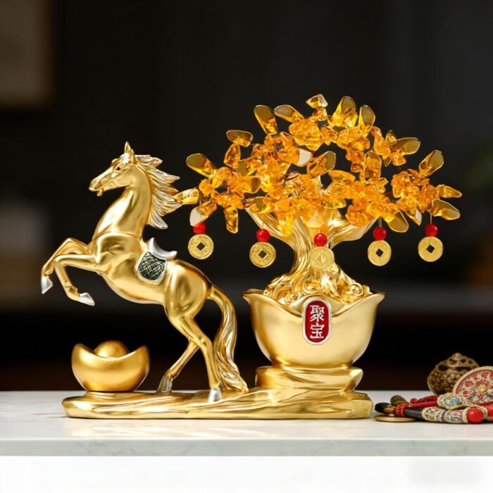 Lucky Horse & Money Tree Bonsai – 2026 Year of the Horse Prosperity Figurine for Good Fortune - Image 2