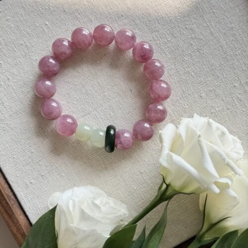Natural Old Mine Purple Horse Pink Quartz & Hetian Jade Bracelet | Emotional Healing & Protection Gemstone Jewelry