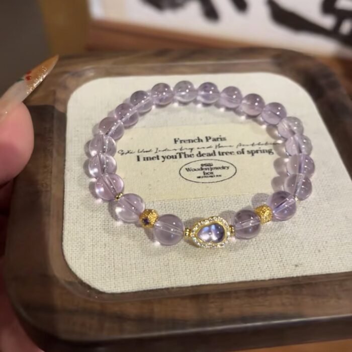"Purple Fortune Gourd" Bolivian Clear Amethyst Bracelet | Wisdom & Calm Gemstone Jewelry with Gourd Accent - Image 7