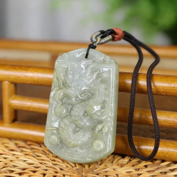 Natural Jade Dragon Pendant - Hand-Carved Chinese Zodiac Gemstone Amulet for Luck & Protection (Unisex) - Image 3