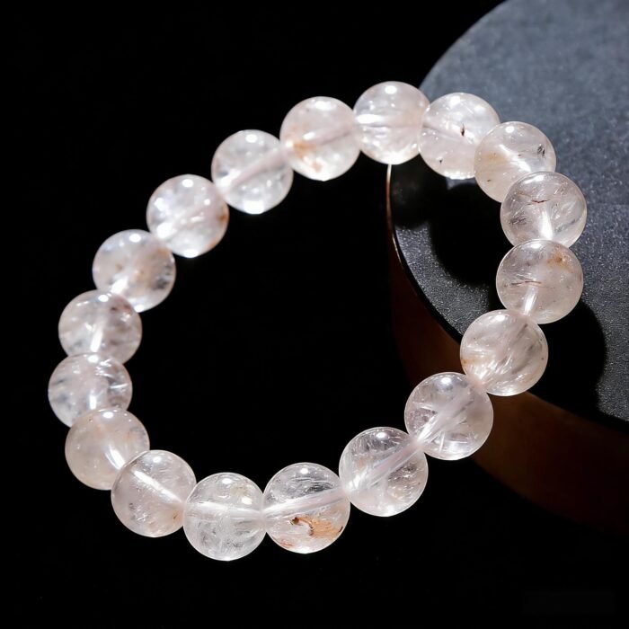 Natural Rose Azeztulite Faceted Beaded Bracelet | Heart Chakra Gem for Love & High-Vibe Energy - Image 2