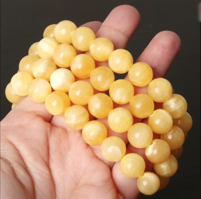 Natural Butterscotch Amber Beeswax Bracelet | Solar Plexus Gem for Warmth & Grounding Energy - Image 7