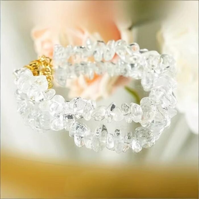 Natural Clear Quartz Chip Bracelet | Raw Crystal Energy Bracelet | Gold-Filled Adjustable Chain | Healing Gemstone Jewelry for Women - Image 5