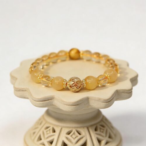 Golden Rutilated Quartz & Yellow Tower Quartz Bracelet | Wealth Boost & Career Advancement Gemstone Jewelry