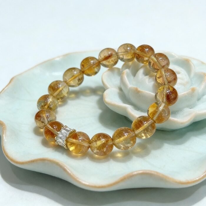 "Violent Wealth" Natural Citrine + Yellow Tower Quartz + Golden Azeztulite Bracelet | Extreme Abundance & Career Boost Gemstone Jewelry - Image 1