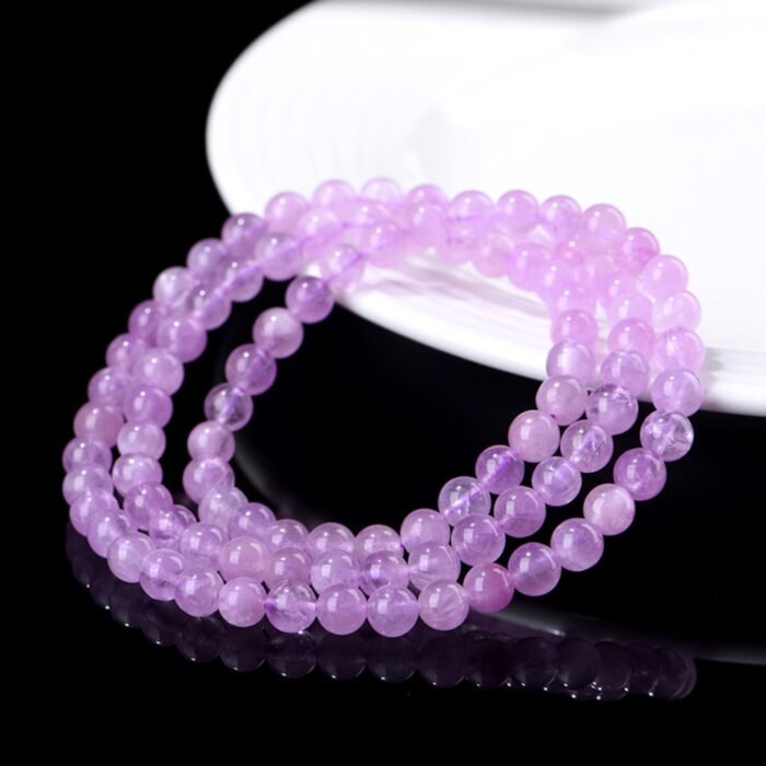 Natural Lavender Kunzite 3-Loop Wrap Bracelet | Heart Chakra Gem for Emotional Healing & Romantic Layered Style - Image 5