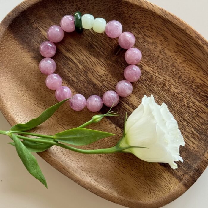 Natural Old Mine Purple Horse Pink Quartz & Hetian Jade Bracelet | Emotional Healing & Protection Gemstone Jewelry - Image 5
