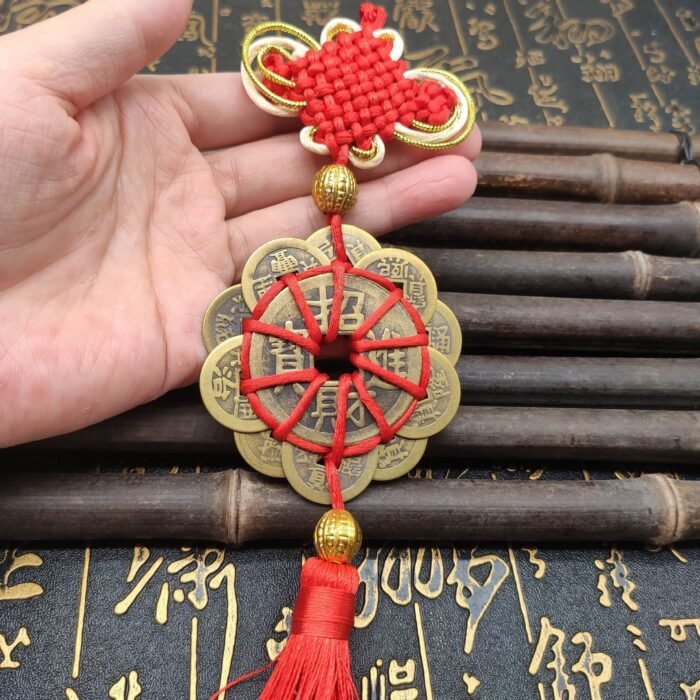 Traditional Chinese Feng Shui Hanging - Handwoven Plum Blossom & Ten Emperors Copper Coins for Wealth, Luck & Protection - Image 6