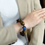 Natural Raw Blue Amber with Skin & Amber Wax Bracelet | Soothing Energy & Protection Gemstone Jewelry - Image 3