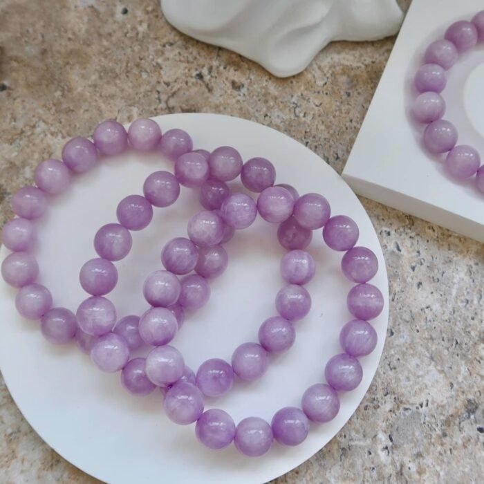 Natural Kunzite Beaded Bracelet | Heart Chakra Crystal for Soft Healing, Lavender Elegance & Emotional Calm - Image 6