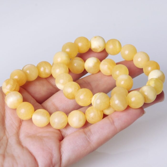 Natural Butterscotch Amber Beeswax Bracelet | Solar Plexus Gem for Warmth & Grounding Energy - Image 6
