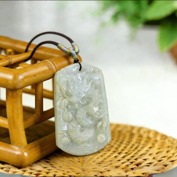 Natural Jade Dragon Pendant - Hand-Carved Chinese Zodiac Gemstone Amulet for Luck & Protection (Unisex) - Image 4