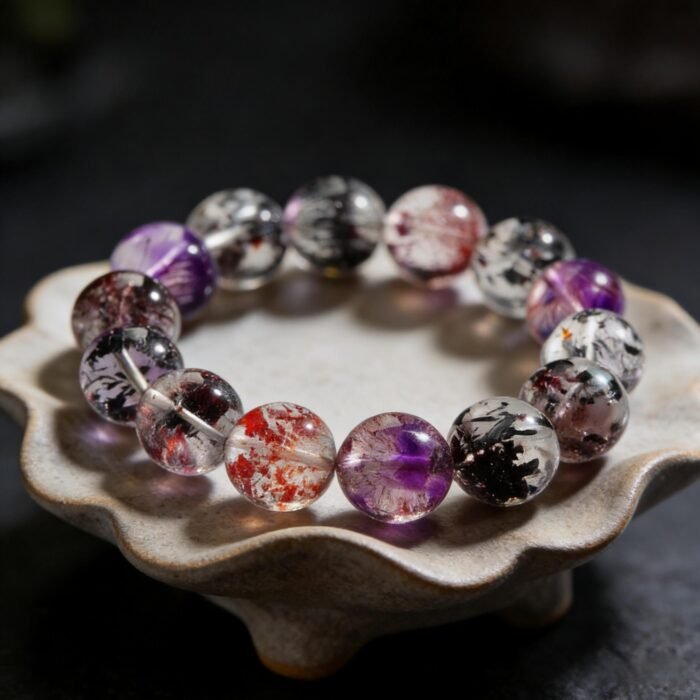 Natural "Spider Lily Super Seven Venom" Crystal Bracelet | Mystical Multi-Hued Gemstone Jewelry for Spiritual Power - Image 2