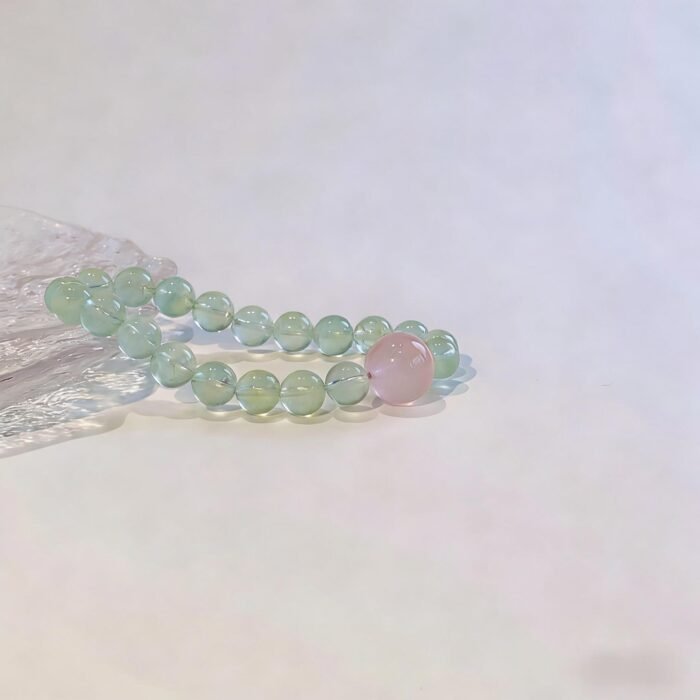 Fresh Green Prehnite & Rose Quartz Bracelet | Heart Chakra Healing & Love Energy Gemstone Jewelry - Image 7