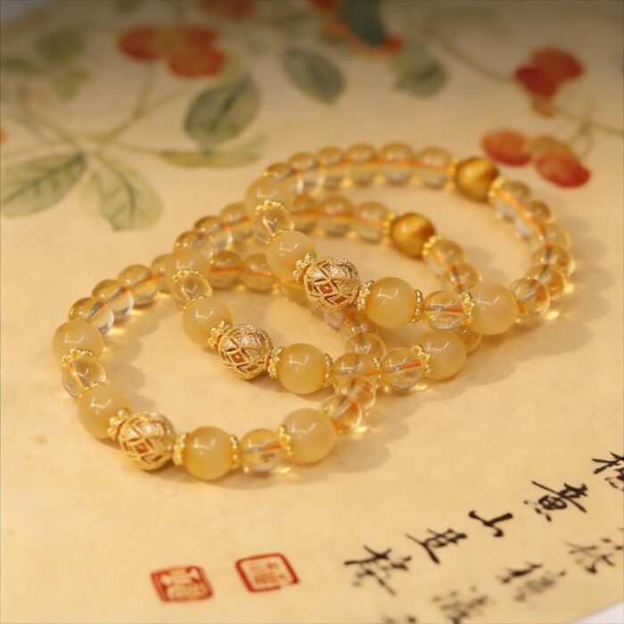 Golden Rutilated Quartz & Yellow Tower Quartz Bracelet | Wealth Boost & Career Advancement Gemstone Jewelry - Image 7