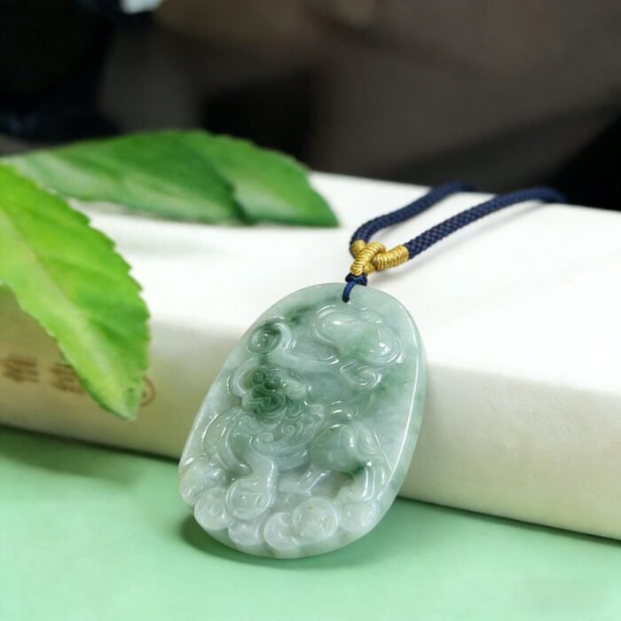 Natural Jadeite Qilin Pendant | Lucky Unicorn-Like Gemstone Amulet for Prosperity & Protection - Image 3