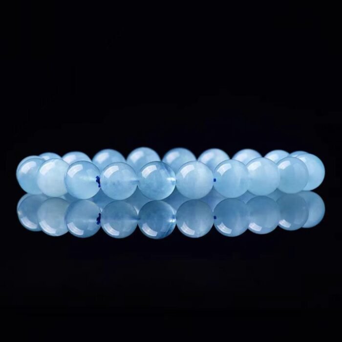 Natural Aquamarine Beaded Bracelet | Throat Chakra Crystal for Calm, Clarity & Sea-Inspired Protection - Image 5