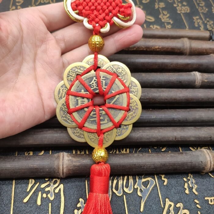 Traditional Chinese Feng Shui Hanging - Handwoven Plum Blossom & Ten Emperors Copper Coins for Wealth, Luck & Protection - Image 7