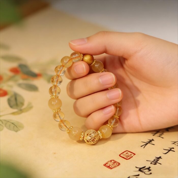 Golden Rutilated Quartz & Yellow Tower Quartz Bracelet | Wealth Boost & Career Advancement Gemstone Jewelry - Image 5