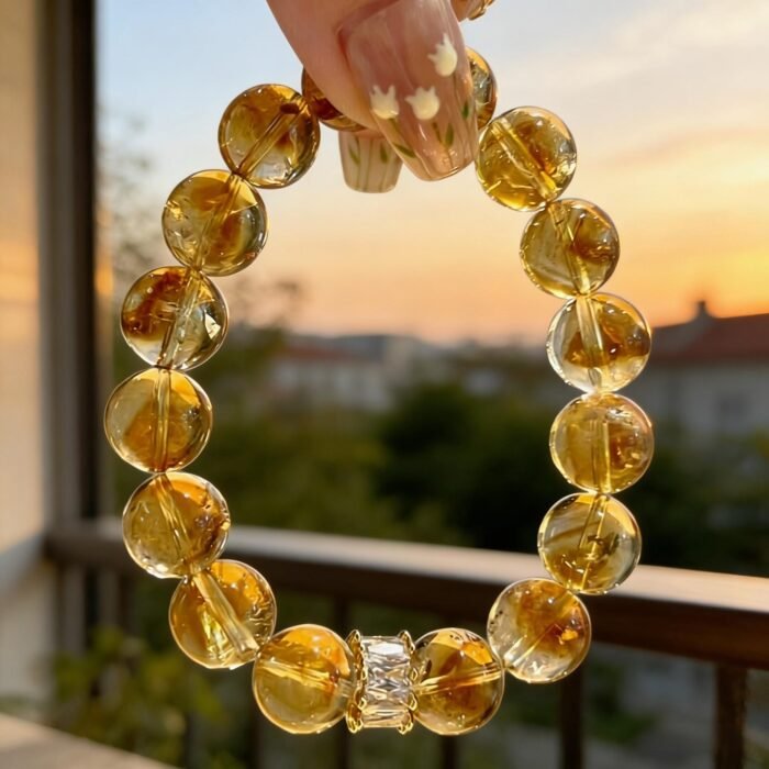 "Violent Wealth" Natural Citrine + Yellow Tower Quartz + Golden Azeztulite Bracelet | Extreme Abundance & Career Boost Gemstone Jewelry - Image 6