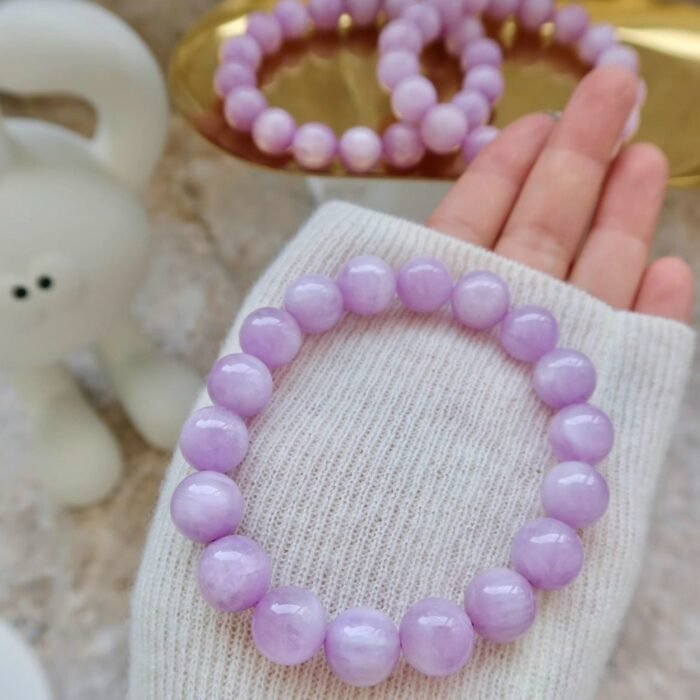 Natural Kunzite Beaded Bracelet | Heart Chakra Crystal for Soft Healing, Lavender Elegance & Emotional Calm - Image 5