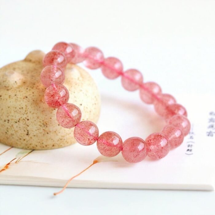 Natural Ice Strawberry Quartz Beaded Bracelet | Heart Chakra Gem for Love, Romance & Attracting Positive Connections - Image 5