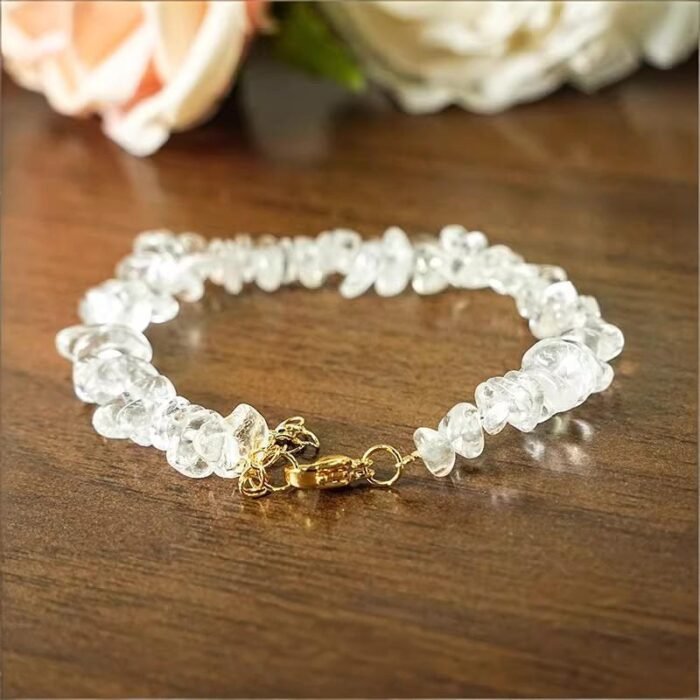 Natural Clear Quartz Chip Bracelet | Raw Crystal Energy Bracelet | Gold-Filled Adjustable Chain | Healing Gemstone Jewelry for Women - Image 2