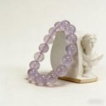 Natural Lavender Rabbit Hair Quartz Beaded Bracelet | Crown Chakra Gem for Gentle Calm & Dreamy Purple Style